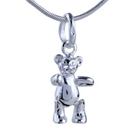 Pendants - silver curious bear pendant sterling Image.