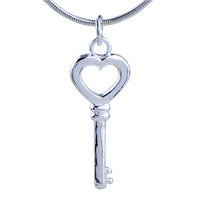 Pendants - silver heart key pendant sterling Image.