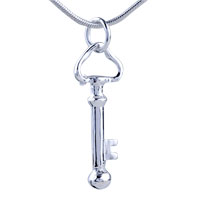 Pendants - silver heart pattern key pendant sterling Image.