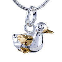 Pendants - two tone duck pendant sterling silver Image.