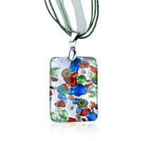 Pendants - silver foil flower dichroic glass pendant Image.