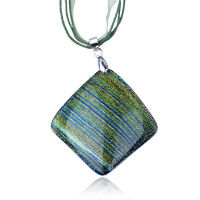 Pendants - green stripe dichroic glass pendant Image.