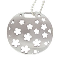 Pendants - sterling silver round flower cutout pendant Image.