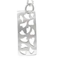 Pendants - sterling silver rectangle heart cutout pendant Image.