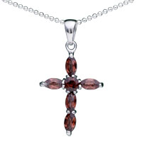 Pendants - red crystal cross 925 sterling silver pendant Image.