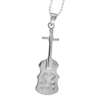 Pendants - sterling silver cz violin pendant Image.