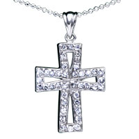 Pendants - crystal cross 925 sterling silver pendant Image.