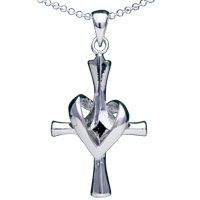Pendants - heart cross 925 sterling silver pendant Image.