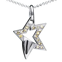 Sterling Silver Jewelry - five pointed star 925 sterling rhinestone silver pendant Image.