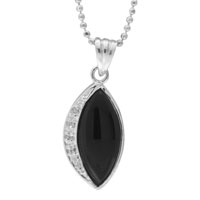 Pendants - oval rhinestone accented faux onyx necklace Image.