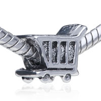 European Beads - delicately grooved trolley silver plated european beads Image.
