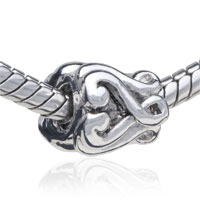 European Beads - drum shaped whorl heart silver plated european beads Image.