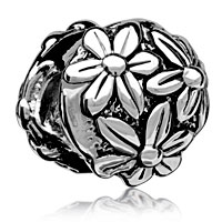 European Beads - bright chrysanthemum silver plated beads charms bracelets Image.