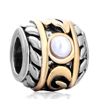 European Beads - round shaped fish play pearl two tone plated beads charms bracelets Image.