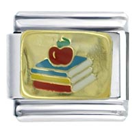 Italian Charms - gold plated school books italian charm Image.