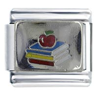 Italian Charms - silver plated school books italian charm Image.