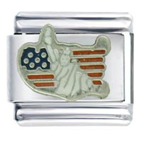 Italian Charms - usa flag map &amp; lady liberty italian charm Image.