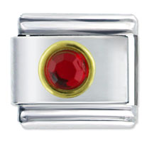 Italian Charms - circle january garnet color rhinestone italian charm Image.