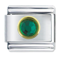 Italian Charms - circle may emerald color rhinestone italian charm Image.