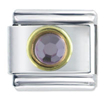 Italian Charms - circle june pearl color rhinestone italian charm Image.
