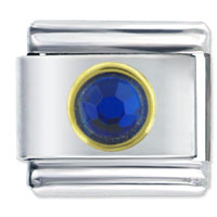 Italian Charms - circle september sapphire color rhinestone italian charm Image.
