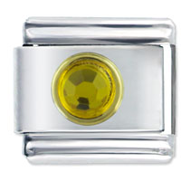 Italian Charms - circle november topaz color rhinestone italian charm Image.