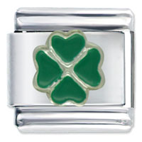 Italian Charms - enamel lucky clover italian charm Image.