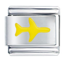 Italian Charms - yellow airplane italian charm Image.