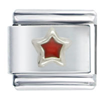 Italian Charms - silver star red italian charm Image.