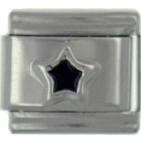 Italian Charms - silver star black italian charm Image.