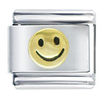 Italian Charms - gold happy face italian charm Image.