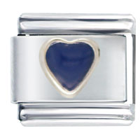 Italian Charms - heart navy blue italian charm Image.