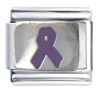 Italian Charms - purple ribbon italian charm Image.