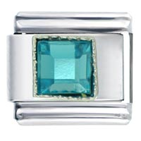 Italian Charms - square december blue zircon color birthstone italian charm Image.