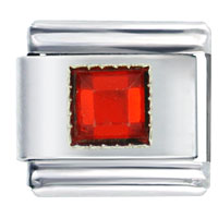 Italian Charms - january garnet color square birthstone italian charm Image.