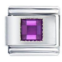 Italian Charms - square february amethyst color birthstone italian charm Image.