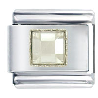 Italian Charms - square april diamond color birthstone italian charm Image.