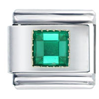 Italian Charms - square may emerald color birthstone italian charm Image.