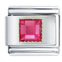 Italian Charms - square july ruby color birthstone italian charm Image.