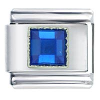 Italian Charms - square september sapphire color birthstone italian charm Image.