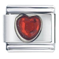 Italian Charms - january garnet color heart birthstone italian charm Image.