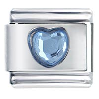 Italian Charms - heart of march aquamarine color italian charm Image.