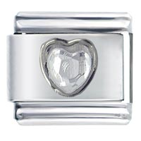 Italian Charms - april diamond color heart birthstone italian charm Image.