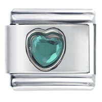 Italian Charms - may emerald color heart birthstone italian charm Image.