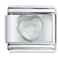 Italian Charms - pearl heart birthstone italian charm Image.