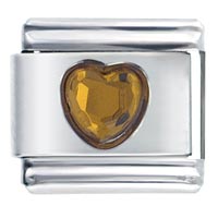 Italian Charms - november topaz color heart birthstone italian charm Image.