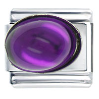 Italian Charms - oval february amethyst color birthstone italian charm Image.