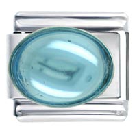 Italian Charms - march aquamarine color big oval birthstone italian charm Image.