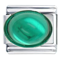Italian Charms - may emerald color big oval birthstone italian charm Image.