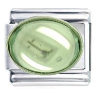 Italian Charms - august peridot color big oval birthstone italian charm Image.